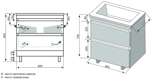 Тумба под раковину Style Line Атлантика 60, Люкс старое дерево, PLUS СС-00002207 Тумба под раковину Style Line Атлантика 60, Люкс старое дерево, PLUS СС-00002207