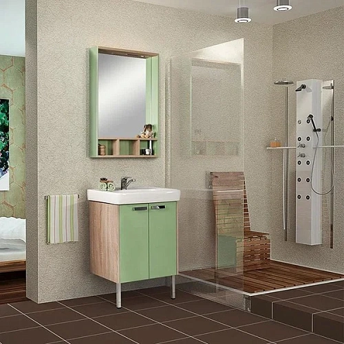 Тумба с раковиной Aquaton Йорк 60 (1A1702K1YOAJ0) салатовый/дуб сонома Тумба с раковиной Aquaton Йорк 60 (1A1702K1YOAJ0) салатовый/дуб сонома