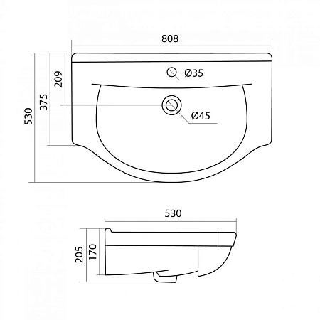 Раковина Santek ЭЛЬБРУС 80 1WH109653 1.WH10.9.653 Раковина Santek ЭЛЬБРУС 80 1WH109653 1.WH10.9.653