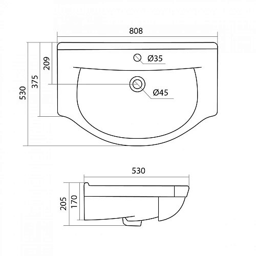 Раковина Santek ЭЛЬБРУС 80 1WH109653 1.WH10.9.653 Раковина Santek ЭЛЬБРУС 80 1WH109653 1.WH10.9.653