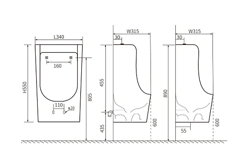 Писсуар Aquatek 340x315x550 AQ3040-F-00 белый в комплекте со смывным механизмом Писсуар Aquatek 340x315x550 AQ3040-F-00 белый в комплекте со смывным механизмом