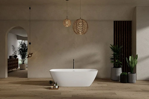 Ванна отдельностоящая ABBER AS9632 165x70,5 универсальная, белая матовая, искусственный камень Ванна отдельностоящая ABBER AS9632 165x70,5 универсальная, белая матовая, искусственный камень