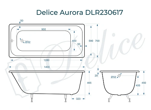 Ванна чугунная Delice Aurora 1400х700 DLR230617 Ванна чугунная Delice Aurora 1400х700 DLR230617