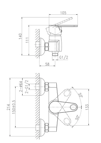 Смеситель для душа Cersanit CARI (A63027) однорычажный 63027 Смеситель для душа Cersanit CARI (A63027) однорычажный 63027