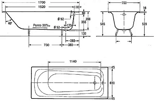 Ванна чугунная Jacob Delafon Soissons 170x70 E2921-00 Ванна чугунная Jacob Delafon Soissons 170x70 E2921-00