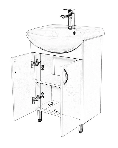 Тумба с раковиной Orange Лайт LA-50TUW+RA напольная белый Тумба с раковиной Orange Лайт LA-50TUW+RA напольная белый