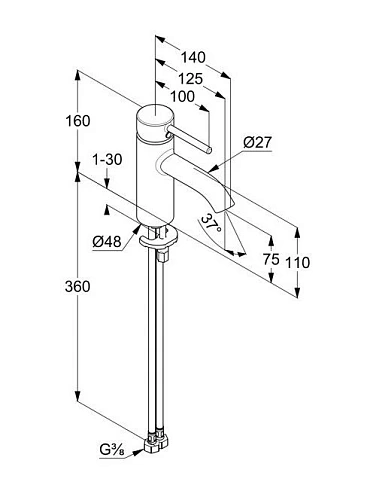 Смеситель для раковины Kludi BOZZ 383893976 черный матовый Смеситель для раковины Kludi BOZZ 383893976 черный матовый