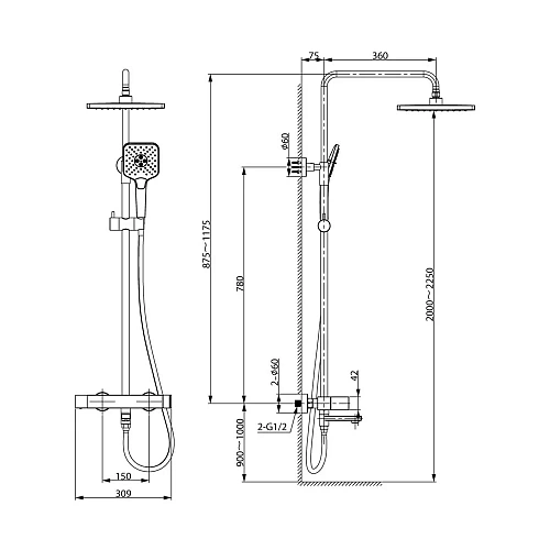 Душевая система Vincea Cube VSFS-1C1BG с изливом, брашированное золото Душевая система Vincea Cube VSFS-1C1BG с изливом, брашированное золото