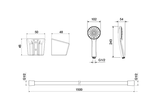 Душевой гарнитур Aquatek БЕТТА AQ2032MB Черный матовый Душевой гарнитур Aquatek БЕТТА AQ2032MB Черный матовый