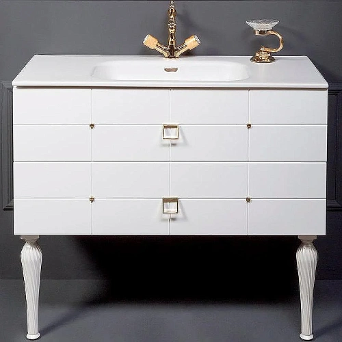 Тумба под раковину Armadi Art VALLESSI AVANTGARDE Piazza 100 белая-золото 841-100-WG Тумба под раковину Armadi Art VALLESSI AVANTGARDE Piazza 100 белая-золото 841-100-WG