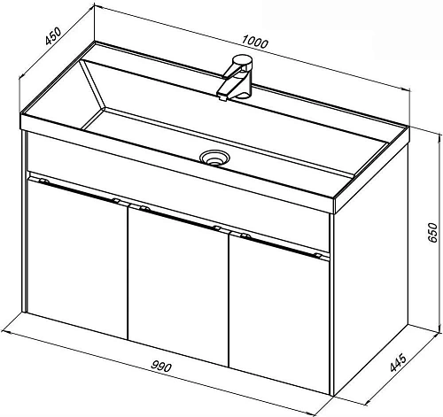 Тумба под раковину Aquanet Латина 100 белый 00179637 Тумба под раковину Aquanet Латина 100 белый 00179637