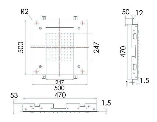 Верхний душ Remer INOX SS357SFS50NC потолочный 50 см Верхний душ Remer INOX SS357SFS50NC потолочный 50 см