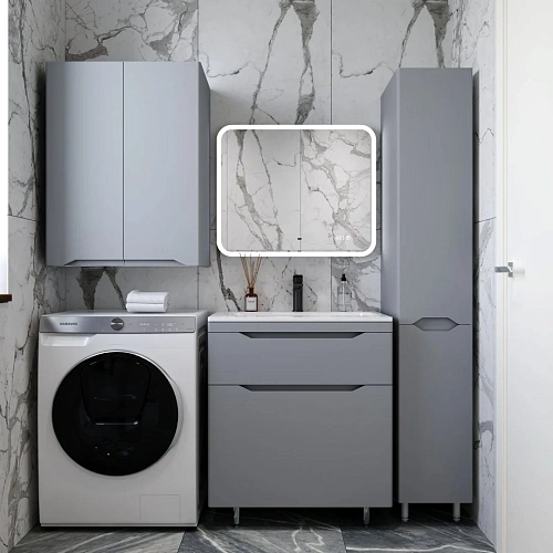 Тумба под раковину Style Line Марелла 70 Люкс антискрейтч серый, PLUS напольная СС-00002400 Тумба под раковину Style Line Марелла 70 Люкс антискрейтч серый, PLUS напольная СС-00002400