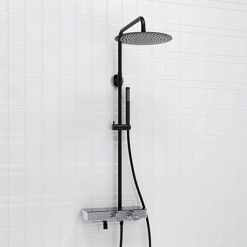 Душевая система WasserKRAFT A114.160.217.CB Thermo с термостатом черный Душевая система WasserKRAFT A114.160.217.CB Thermo с термостатом черный