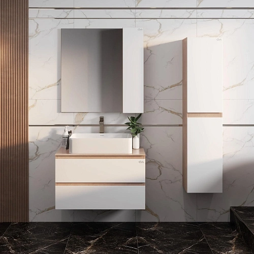 Тумба под раковину Onika Алеста 80 см 108054 подвесная, белая/камень светлый (для Олимпия 56) Тумба под раковину Onika Алеста 80 см 108054 подвесная, белая/камень светлый (для Олимпия 56)