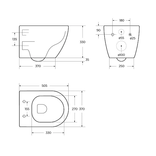 Унитаз подвесной CEZARES STYLUS CZR-513-TH-R/CZR-089-SC безободковый с сиденьем Унитаз подвесной CEZARES STYLUS CZR-513-TH-R/CZR-089-SC безободковый с сиденьем
