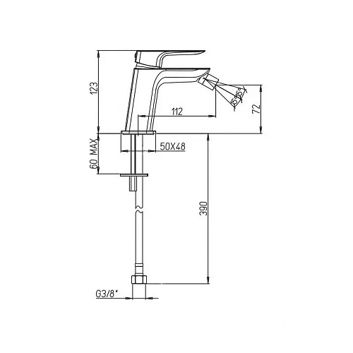 Смеситель для биде Paini Nove 09YO304 без донного клапана, черный Смеситель для биде Paini Nove 09YO304 без донного клапана, черный