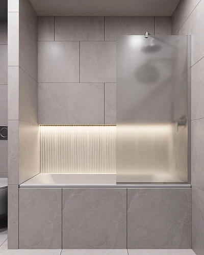 Шторка на ванну Timo TC-90/00F-8 в узком профиле хром 1400x900, стекло матовое 8 мм Шторка на ванну Timo TC-90/00F-8 в узком профиле хром 1400x900, стекло матовое 8 мм