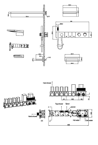 Душевая система Boheme ZODIAC 133-2-BRB встраиваемая с изливом с термостатом, Brushed Bronze Душевая система Boheme ZODIAC 133-2-BRB встраиваемая с изливом с термостатом, Brushed Bronze