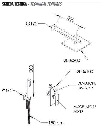 Душевая система Remer Absolute AU09S02O20 Душевая система Remer Absolute AU09S02O20