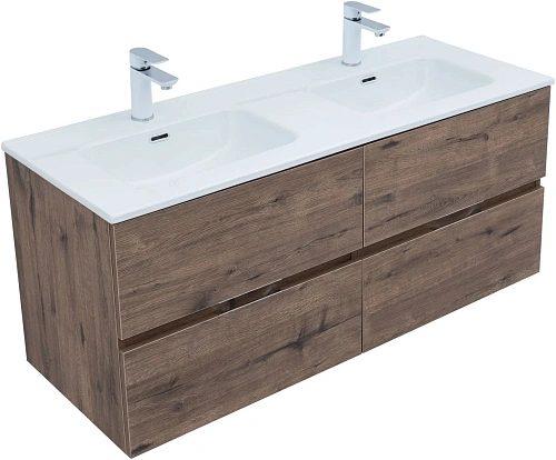 Тумба под раковину Aquanet Алвита New 60 2 ящика, дуб веллингтон табак 00334184 подвесная Тумба под раковину Aquanet Алвита New 60 2 ящика, дуб веллингтон табак 00334184 подвесная