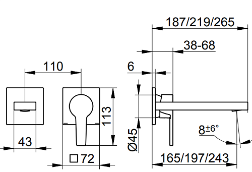 Смеситель для раковины Keuco Edition 11 51116130202, встраиваемый 265 мм Смеситель для раковины Keuco Edition 11 51116130202, встраиваемый 265 мм