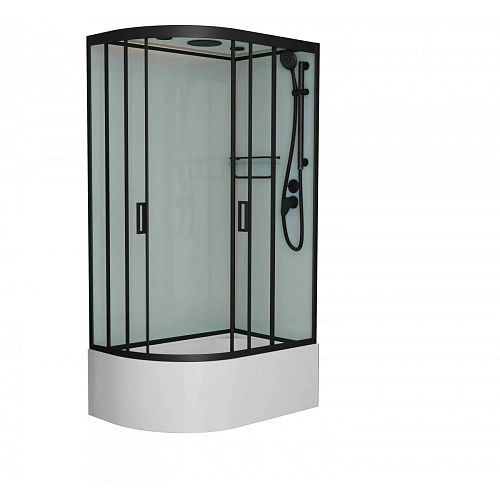 Душевая кабина Frank F412/2R М правосторонняя Black черный профиль матовое стекло 120x80 20076 Душевая кабина Frank F412/2R М правосторонняя Black черный профиль матовое стекло 120x80 20076