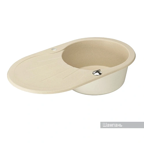 Кухонная мойка Aquaton Паола 1A714032PA290 из литого мрамора, круглая, с крылом шампань Кухонная мойка Aquaton Паола 1A714032PA290 из литого мрамора, круглая, с крылом шампань