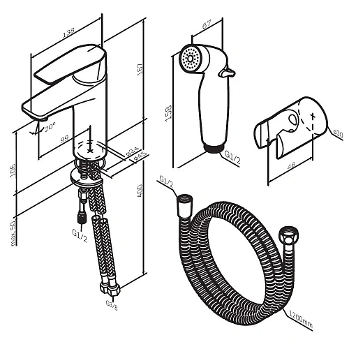 Смеситель для раковины AM.PM Gem F90A03022 с гигиеническим душем, хром Смеситель для раковины AM.PM Gem F90A03022 с гигиеническим душем, хром