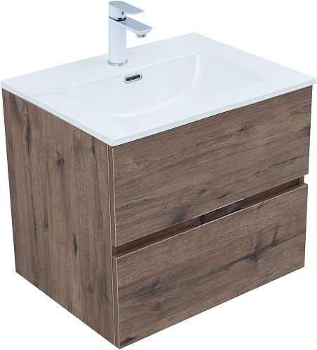 Тумба под раковину Aquanet Алвита New 60 2 ящика, дуб веллингтон табак 00334184 подвесная Тумба под раковину Aquanet Алвита New 60 2 ящика, дуб веллингтон табак 00334184 подвесная