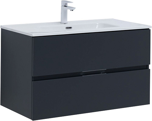 Тумба под раковину Aquanet Алвита New 90 2 ящика, антрацит 00303919 Тумба под раковину Aquanet Алвита New 90 2 ящика, антрацит 00303919