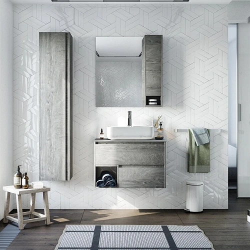 Комплект Мебель для ванной STWORKI Карлстад 75 дуб рошелье со смесителем 433684 Комплект Мебель для ванной STWORKI Карлстад 75 дуб рошелье со смесителем 433684