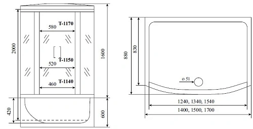 Душевая кабина Timo Comfort Т-8840 Fabric Glass 140x88x220 Душевая кабина Timo Comfort Т-8840 Fabric Glass 140x88x220