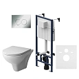Комплект унитаза AM.PM Gem FlashClean IS70151.901700 с инсталляцией, сиденьем микролифт и клавишей смыва Комплект унитаза AM.PM Gem FlashClean IS70151.901700 с инсталляцией, сиденьем микролифт и клавишей смыва