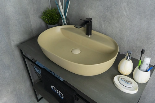 Раковина Gid Sr1346 53343 накладная светло-коричневая матовая 61x41x14 Раковина Gid Sr1346 53343 накладная светло-коричневая матовая 61x41x14