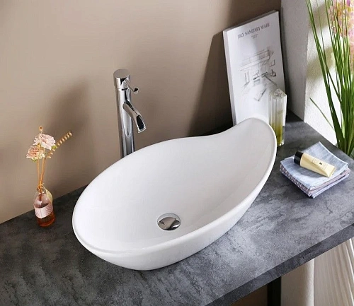 Раковина CeramaLux 9052 накладная, белый Раковина CeramaLux 9052 накладная, белый