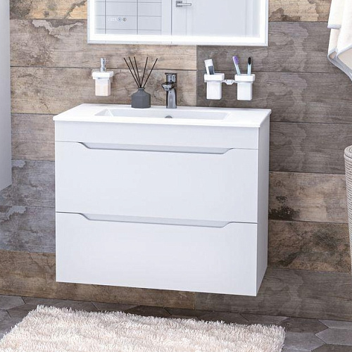 Тумба под раковину Aquanet Практика 80 00347965 белый глянец Тумба под раковину Aquanet Практика 80 00347965 белый глянец