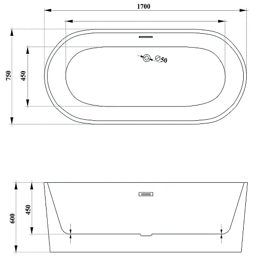 Ванна отдельностоящая Ceruttispa SKYE170 CT10513 1700x750x600 акриловая, отдельностоящая, белая, со сливом-переливом Ванна отдельностоящая Ceruttispa SKYE170 CT10513 1700x750x600 акриловая, отдельностоящая, белая, со сливом-переливом