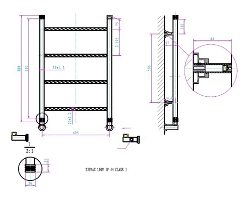 Полотенцесушитель электрический Boheme Oro 709 Полотенцесушитель электрический Boheme Oro 709