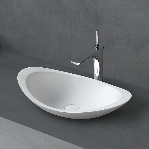 Раковина ABBER Stein AS2606 накладная, белая матовая Раковина ABBER Stein AS2606 накладная, белая матовая