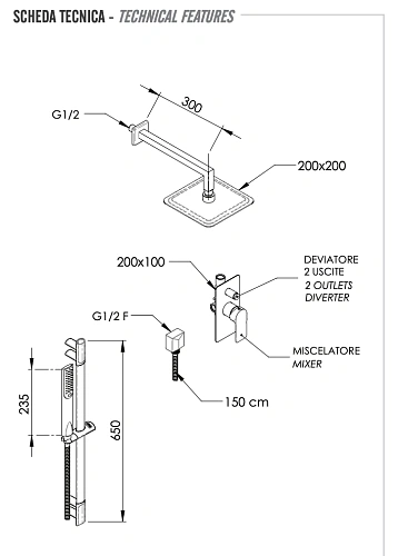 Душевая система Remer Infinity I09S01UFD20 Душевая система Remer Infinity I09S01UFD20