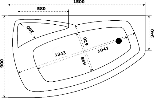 Акриловая ванна STWORKI Монтре 150x90 L, с каркасом 557120 Акриловая ванна STWORKI Монтре 150x90 L, с каркасом 557120