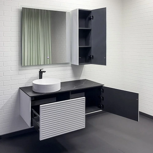 Тумба с раковиной Comforty Геленджик 120 00-00018707 белый матовый со столешницей мрамор Калакатта Блэк раковина Comforty 9110 Тумба с раковиной Comforty Геленджик 120 00-00018707 белый матовый со столешницей мрамор Калакатта Блэк раковина Comforty 9110