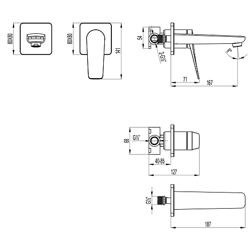 Смеситель для раковины Lemark Bronx LM3736BL встраиваемый, черный Смеситель для раковины Lemark Bronx LM3736BL встраиваемый, черный