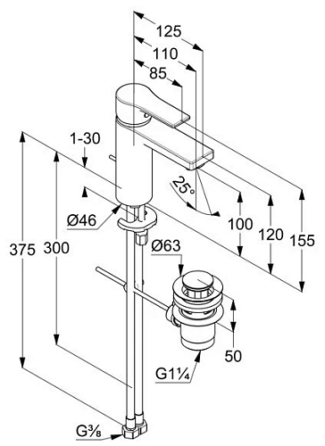 Смеситель для раковины Kludi ZENTA SL 482933965 черный матовый Смеситель для раковины Kludi ZENTA SL 482933965 черный матовый
