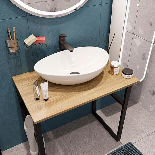 Комплект мебели DIWO Элиста 80 светлое дерево, с раковиной Moduo 55 Leaf 555050 Комплект мебели DIWO Элиста 80 светлое дерево, с раковиной Moduo 55 Leaf 555050