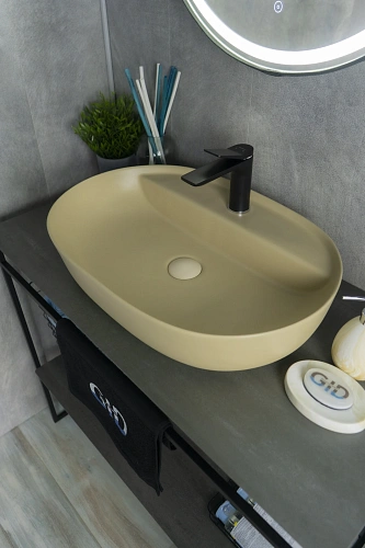 Раковина Gid Sr1346 53343 накладная светло-коричневая матовая 61x41x14 Раковина Gid Sr1346 53343 накладная светло-коричневая матовая 61x41x14