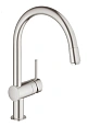 Смеситель для кухни GROHE Vento с выдвижным C-образным изливом, суперсталь (30434DC0) Смеситель для кухни GROHE Vento с выдвижным C-образным изливом, суперсталь (30434DC0)