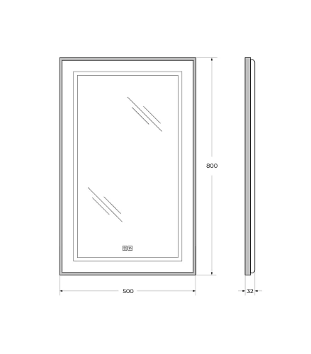 Зеркало BelBagno SPC-KRAFT-500-800-LED-TCH-WARM-NERO 500x32x800 мм с подсветкой сенсорным выключателем и подогревом Зеркало BelBagno SPC-KRAFT-500-800-LED-TCH-WARM-NERO 500x32x800 мм с подсветкой сенсорным выключателем и подогревом