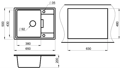 Кухонная мойка Granula 6503, АЛЮМИНИУМ, кварц 650х500 Кухонная мойка Granula 6503, АЛЮМИНИУМ, кварц 650х500